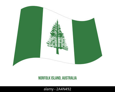 L'île Norfolk Drapeaux Vector Illustration sur fond blanc. Drapeau du territoire de l'Australie. Banque D'Images