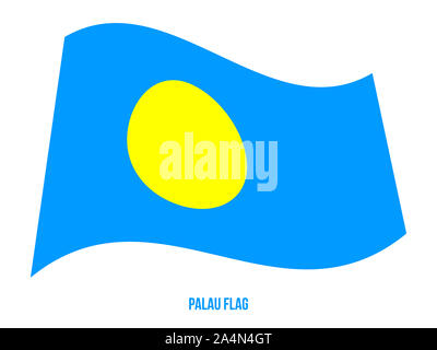 De brandir le drapeau de Palau Vector Illustration sur fond blanc. Palaos drapeau national. Banque D'Images