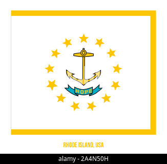L'État de Rhode Island (USA) Drapeau Vector Illustration sur fond blanc. Drapeau des États-Unis d'Amérique. Banque D'Images