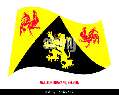 Brabant Wallon Drapeaux Vector Illustration sur fond blanc. Drapeaux des provinces de Belgique. Banque D'Images