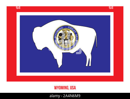 État du Wyoming (USA) Drapeau Vector Illustration sur fond blanc. Drapeau des États-Unis d'Amérique. Banque D'Images