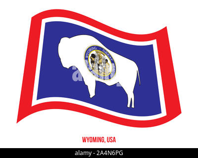 État du Wyoming (USA) Drapeaux Vector Illustration sur fond blanc. Drapeau des États-Unis d'Amérique. Banque D'Images