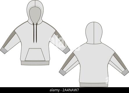 Mode Hoody dessins techniques. Télévision des modèles sur fond blanc. Illustration de Vecteur