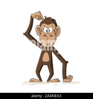 Funny cartoon monkey. Hand drawn vector illustration avec des calques distincts. Illustration de Vecteur