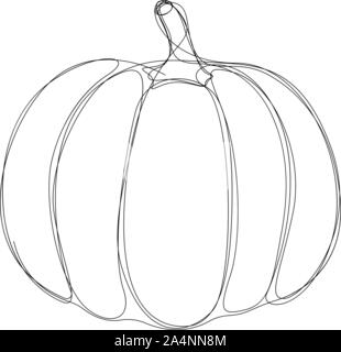 Pumpkin dessiné par une seule ligne. Halloween style minimal. Vector illustration Illustration de Vecteur