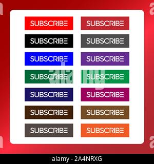 Bouton S'abonner pour chaîne TV ou les médias sociaux Illustration de Vecteur