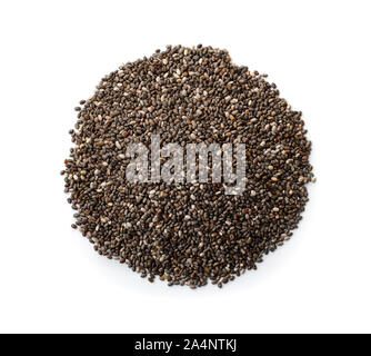 Vue de dessus de chia seeds isolated on white Banque D'Images