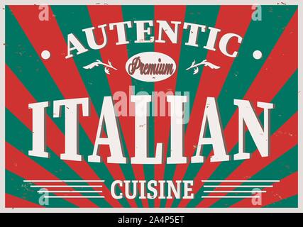 Restaurant de cuisine italienne authentique étiquette Vintage Logo sur fond blanc Illustration de Vecteur