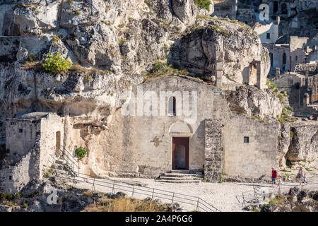 Église de la Madonna de Idris dans centre historique de vieux Sasso le Dodici Lune ancienne ville de Matera, Capitale européenne de la Culture pour 2019, du patrimoine mondial de l'UNESCO. Banque D'Images