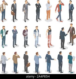 Ensemble d'hommes debout vecteur isométrique Illustration de Vecteur