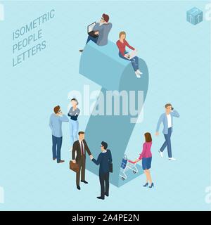 Les gens avec des numéros isométrique Illustration de Vecteur