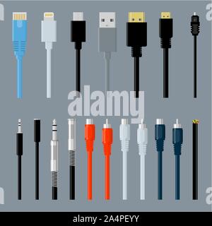 Les connecteurs de câble de données Illustration de Vecteur