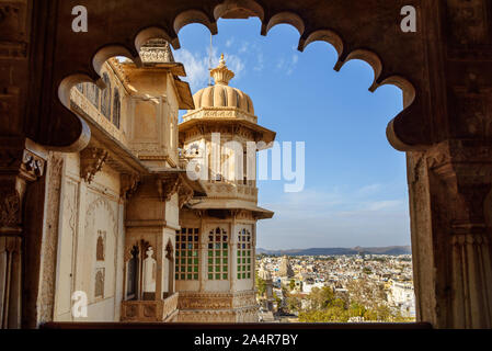 City Palace à Udaipur. Le Rajasthan en Inde Banque D'Images