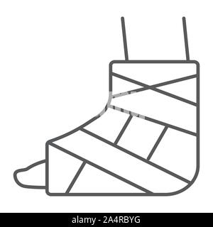 Renfort de pied de l'icône de la ligne mince, orthopédiques et médicaux, cheville bandage signer, le vectoriel, un motif linéaire sur un fond blanc. Illustration de Vecteur