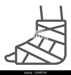 L'icône de la ligne du renfort de pied, orthopédiques et médicaux, cheville bandage signer, le vectoriel, un motif linéaire sur un fond blanc. Illustration de Vecteur