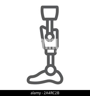 L'icône de la ligne de prothèse de genou jambe orthopédique, prothèse de jambe, médicaux et signer, le vectoriel, un motif linéaire sur un fond blanc. Illustration de Vecteur