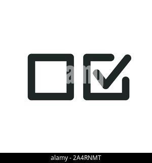 Décochez la case Vérifier concept, ensemble avec vide et vérifié l'icône vecteur d'art de la ligne de case à cocher pour les applications et sites web Illustration de Vecteur