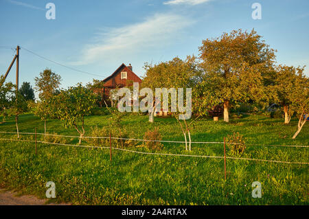 Maison de village en pays biélorusse journée ensoleillée Banque D'Images