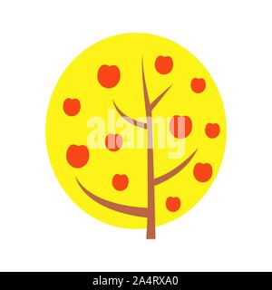 Apple tree illustration vecteur d'automne. Isolé sur blanc. Style dessin animé télévision Illustration de Vecteur