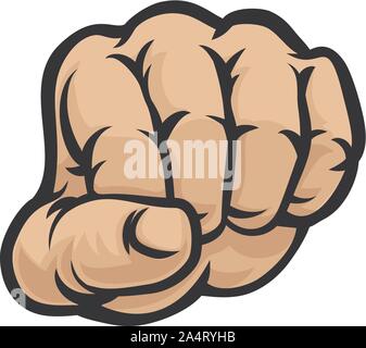 Fist Main Punch Cartoon Illustration de Vecteur