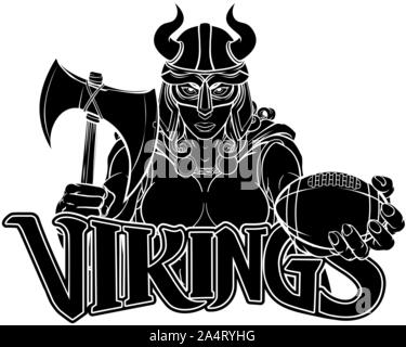 Femme Viking Warrior Football Gladiator Femme Illustration de Vecteur