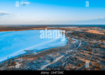 À l'aube du lac crosbie - vue aérienne Banque D'Images