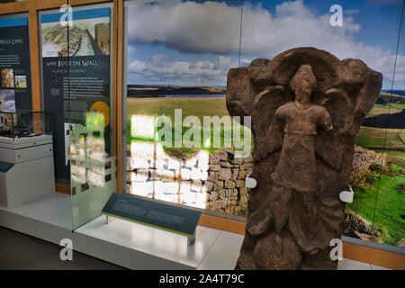 L'intérieur des expositions au Musée de Housesteads Fort romain de Housesteads, mur d'Hadrien, Northumberland, England Banque D'Images