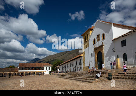 Plaza Mayor de Villa de Leyva, Colombie Banque D'Images