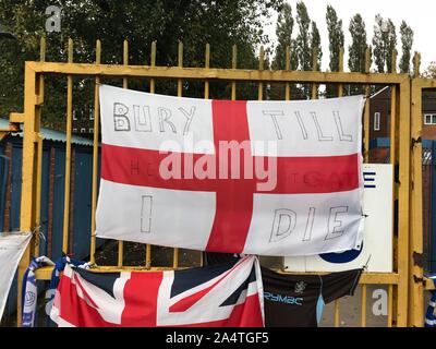 Bury, Lancashire, Royaume-Uni. 15 octobre 2019, Bury Football Club, Domaine La Lane, Bury, Lancashire, Royaume-Uni. Bury Football Club font face à la décision de la Haute Cour de Londres. Credit : crédit : matt Pennington / PennPix/Alamy Live News Banque D'Images