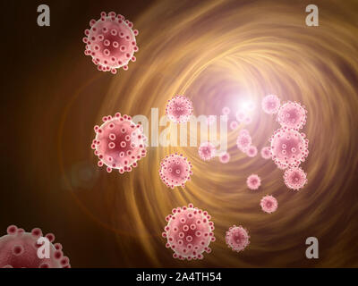Illustration 3D de médicaments dans le sang, l'insuline et des leucocytes à l'intérieur du vaisseau sanguin, de haute qualité de rendu 3D de cellules du sang, pulsant de l'artère vers le bas Banque D'Images