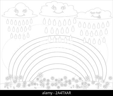 Livre de coloriage pour les enfants, conte de rainbow Banque D'Images