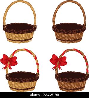 Ensemble de paniers vides sur fond blanc. Illustration de Vecteur