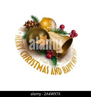 Joyeux Noël et Bonne Année carte de voeux design. Vector illustration. Illustration de Vecteur