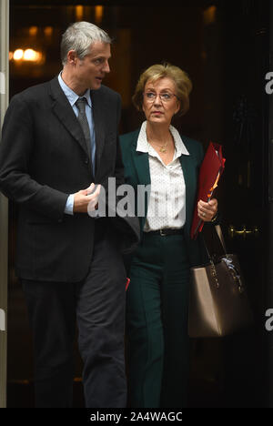 Ministre d'État Zac Goldsmith et secrétaire d'Andrea Leadsom quitte 10 Downing Street, Londres, après une réunion du Cabinet. Banque D'Images