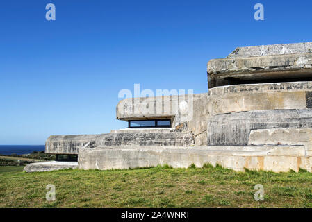 Musée Mémoire 39-45, WW2 museum en allemand Graf Spee batterie d'artillerie navale poste de commandement, Plougonvelin, Finistère, Bretagne, France Banque D'Images