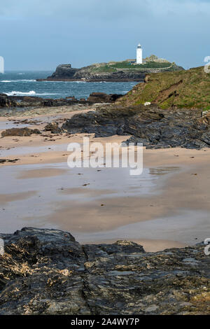 Phare de Godrevy, Cornwall, England, UK Banque D'Images