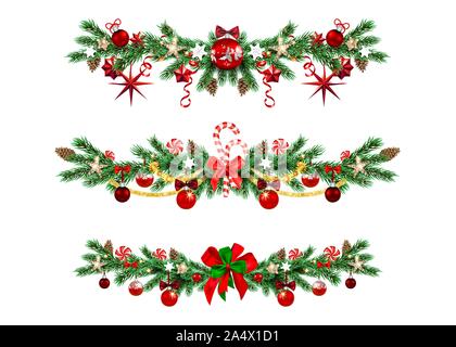 Décoration de fête de Noël jeu de guirlandes. Illustration de Vecteur