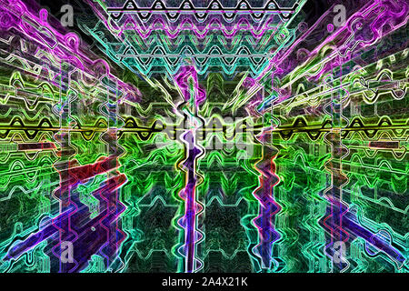 Une ligne ondulée cyberpunk abstract background image. Banque D'Images