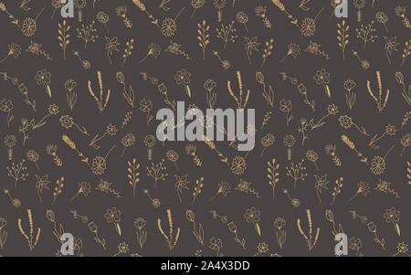 Avec motif doodle dessinés à la main, des fleurs et des feuilles. Vector illustration floral pour papier peint, tissu ou de la carte Illustration de Vecteur