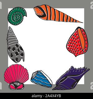 Vector cartoon sous-marins. Divers coquillages. Super pour l'arrière-plan de la page web, du papier d'emballage, cartes,portable et invitation Illustration de Vecteur