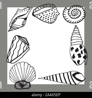 Vector cartoon sous-marins. Divers coquillages. Super pour l'arrière-plan de la page web, du papier d'emballage, cartes,portable et invitation Illustration de Vecteur