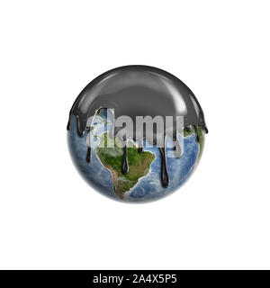 Le rendu de l'huile de fuite de liquide noir sur la terre à dents Banque D'Images