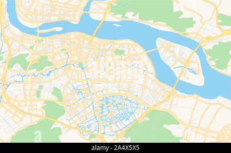 Version imprimable La carte des rues de Wenzhou, Zhejiang Province, China. Modèle de carte pour un usage en entreprise. Illustration de Vecteur