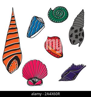 Vector cartoon sous-marins. Divers coquillages. Super pour l'arrière-plan de la page web, du papier d'emballage, cartes,portable et invitation Illustration de Vecteur