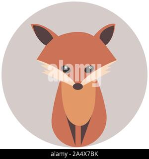 Vector cartoon Cute smiling fox illustration. Zoo sauvage icône animale. Adorable animal moelleux à la droite. Isolé sur blanc. La faune forestière enfantillages cha Illustration de Vecteur