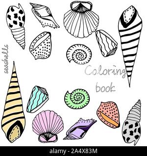 Vector cartoon sous-marins. Divers coquillages. Super pour l'arrière-plan de la page web, du papier d'emballage, cartes,portable et invitation Illustration de Vecteur