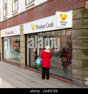 Le magasin de Thomas Cook à South Shields, en Angleterre. Thomas Cook est une agence de voyage. Banque D'Images