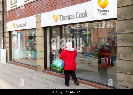 Le magasin de Thomas Cook à South Shields, en Angleterre. Thomas Cook est une agence de voyage. Banque D'Images