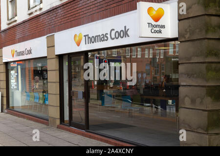 Le magasin de Thomas Cook à South Shields, en Angleterre. Thomas Cook est une agence de voyage. Banque D'Images