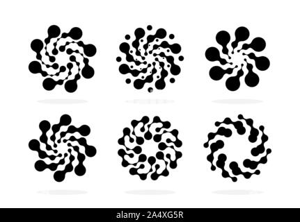 Ensemble d'abstract circulaire rotation des formes en forme d'éventail avec lames inhabituelle. Logo de la technologie de l'innovation modèle. Design graphique pour l'énergie de remplacement Illustration de Vecteur